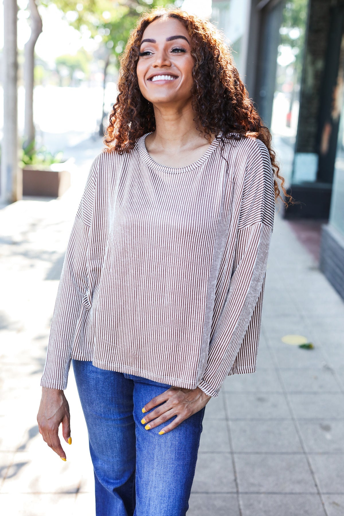 Hello Beautiful Camel Rib Dolman Sweater Top