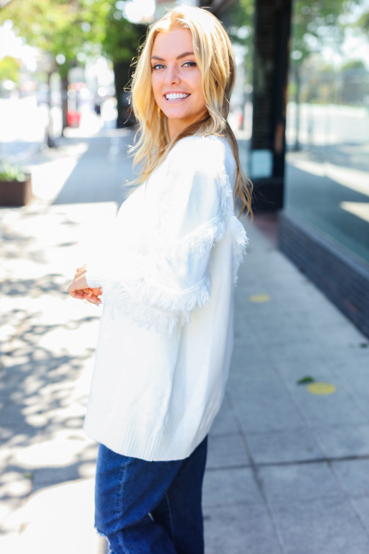 Beautiful You Ivory Fringe Detail Knit Cardigan