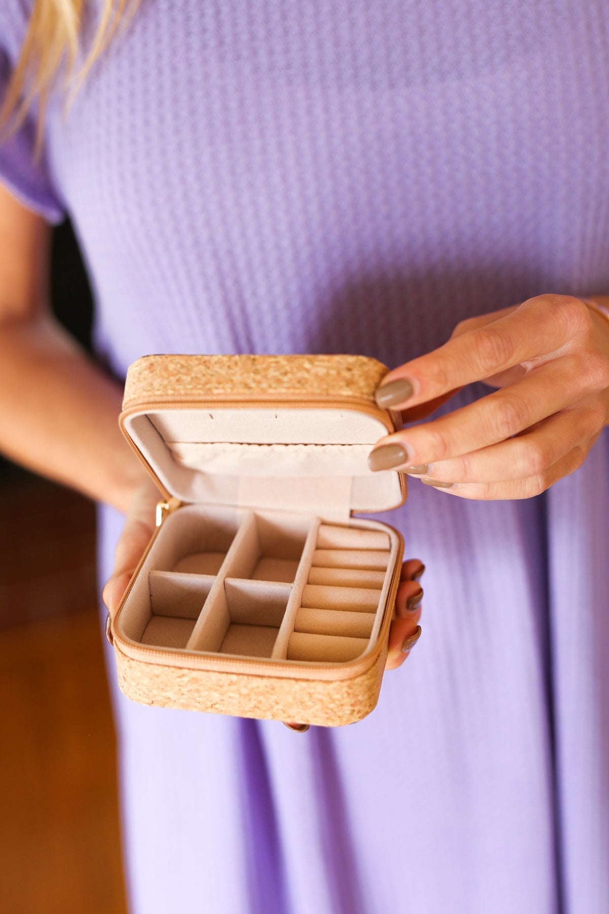 Floral & Cork Travel Jewelry Box