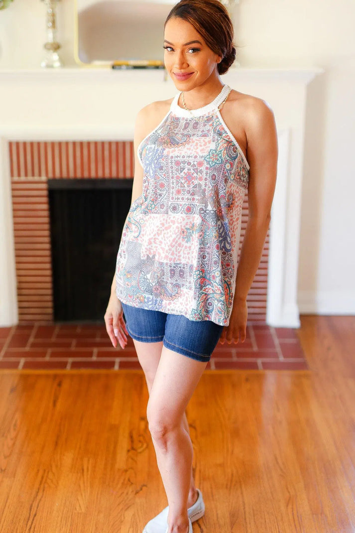 Paisley Halter Top-Evelyns Fashion