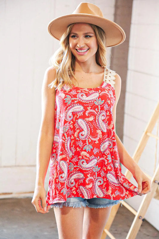 Boho-Chic Elegance: Coral Scallop Crochet Tank Top-Evelyn's-Fashion