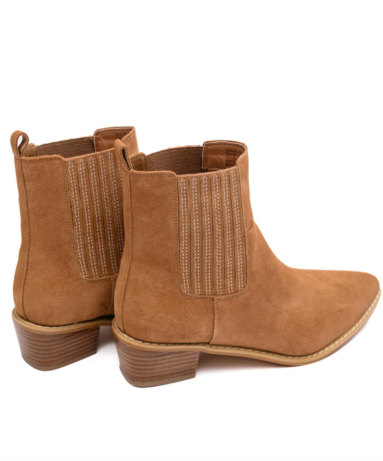 Classic & Chic: Leonor Suede Ankle Boot in Tan-Evelyns Fashion