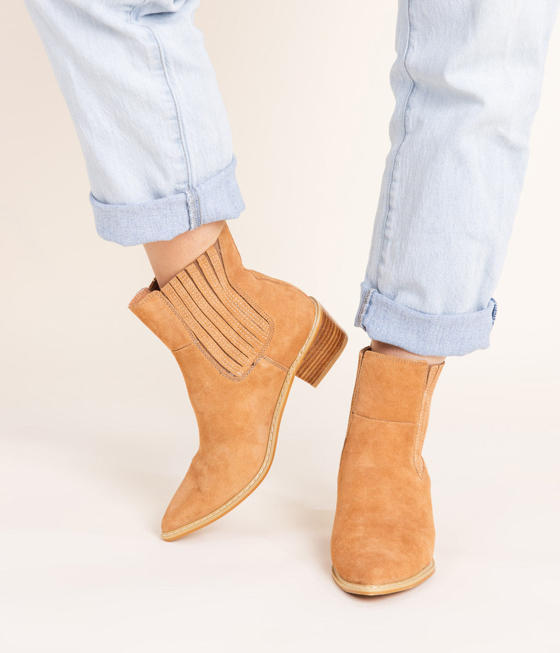 Classic & Chic: Leonor Suede Ankle Boot in Tan-Evelyns Fashion