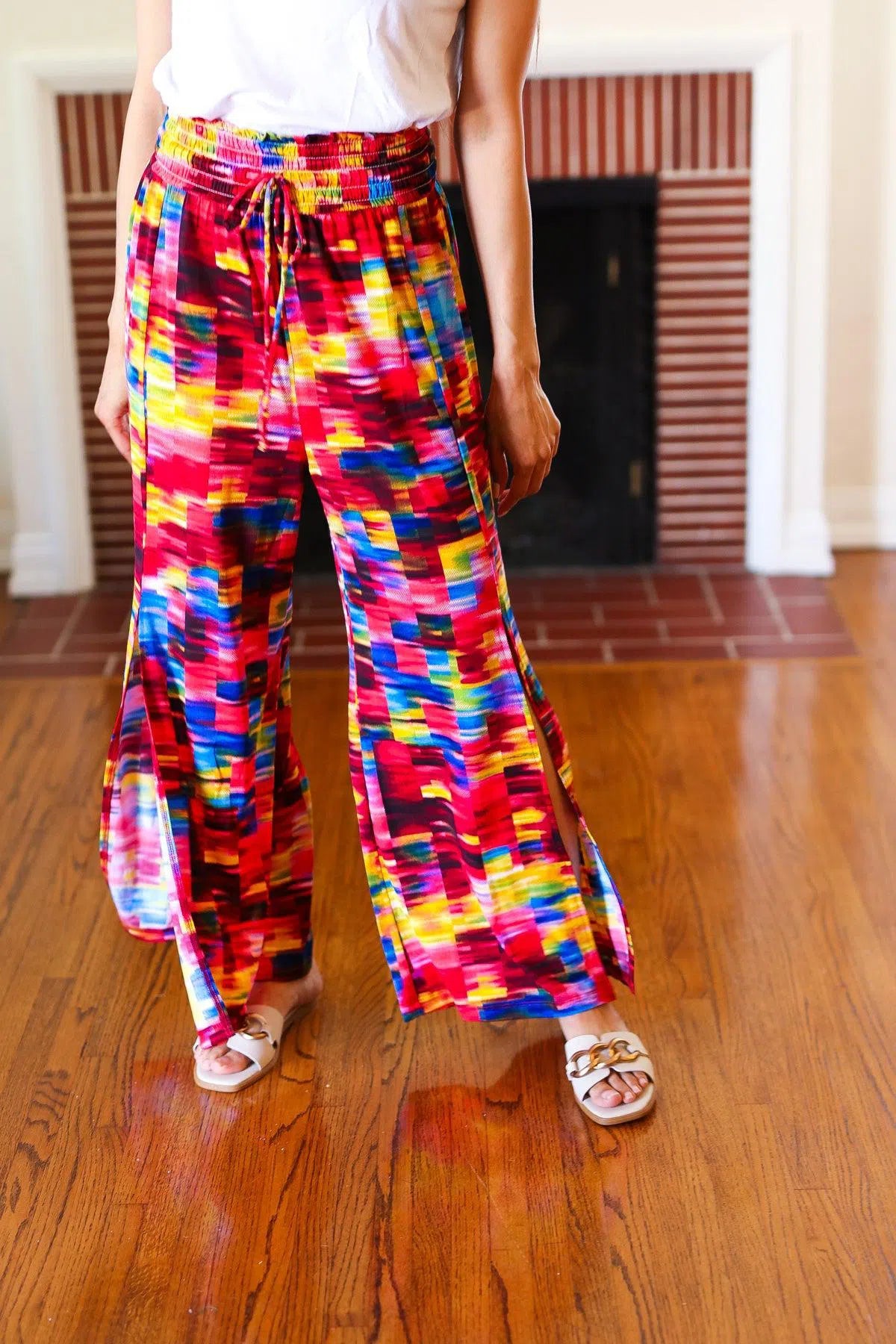 Cozy Elegance: Side Slit Palazzo Pants for Every Occasion-Evelyns Fashion