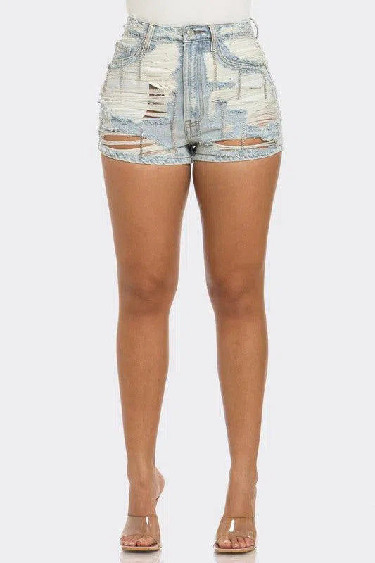 Dare to Be Bold: Rebel Spirit Denim Shorts-Evelyns Fashion