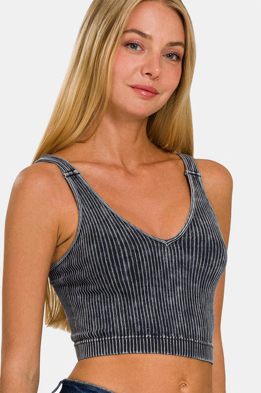 Discover Comfort: Zenana's Ribbed V-Neck Design-Evelyns Fashion