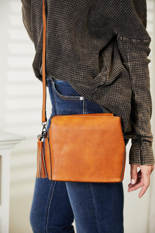 Effortless Style: Crossbody Bag with Tassel Accent-Evelyns Fashion