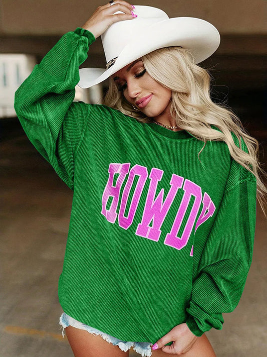 Fun & Cozy: Full-Size HOWDY Graphic Sweatshirt-Evelyn's-Fashion