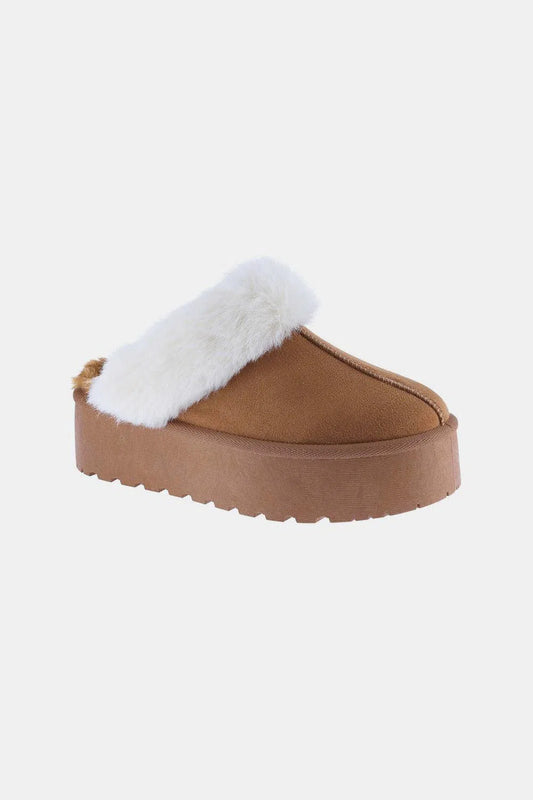 Fur-Lined Snow Slippers – Weeboo Thick Bottom Winter Shoes-Evelyns Fashion