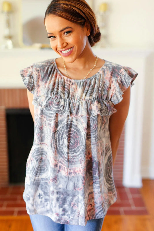 Short Sleeve Tie Dye Top-Evelyns Fashion