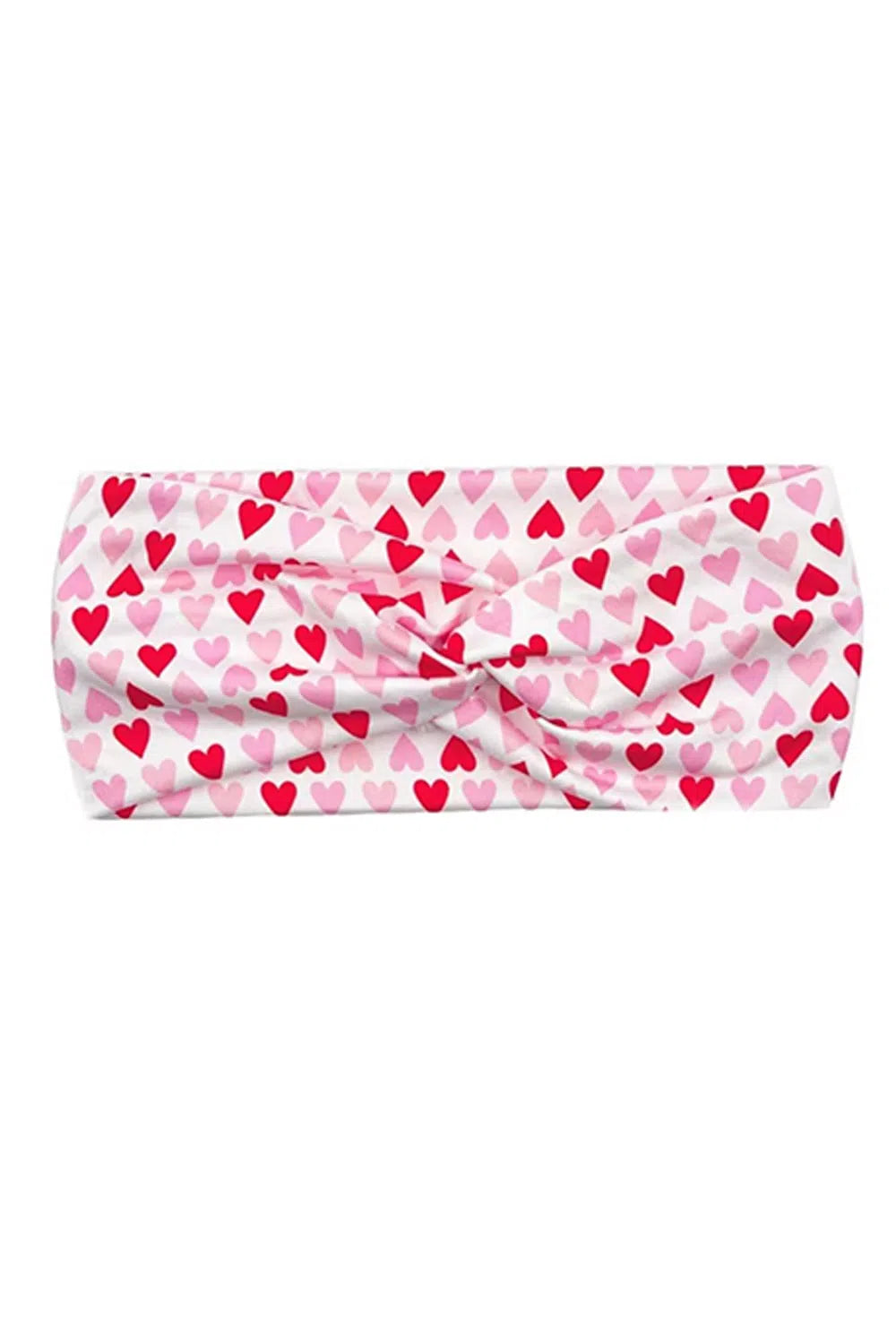 Red & Pink Heart Print Stretchy Twist Headband-Evelyn's-Fashion