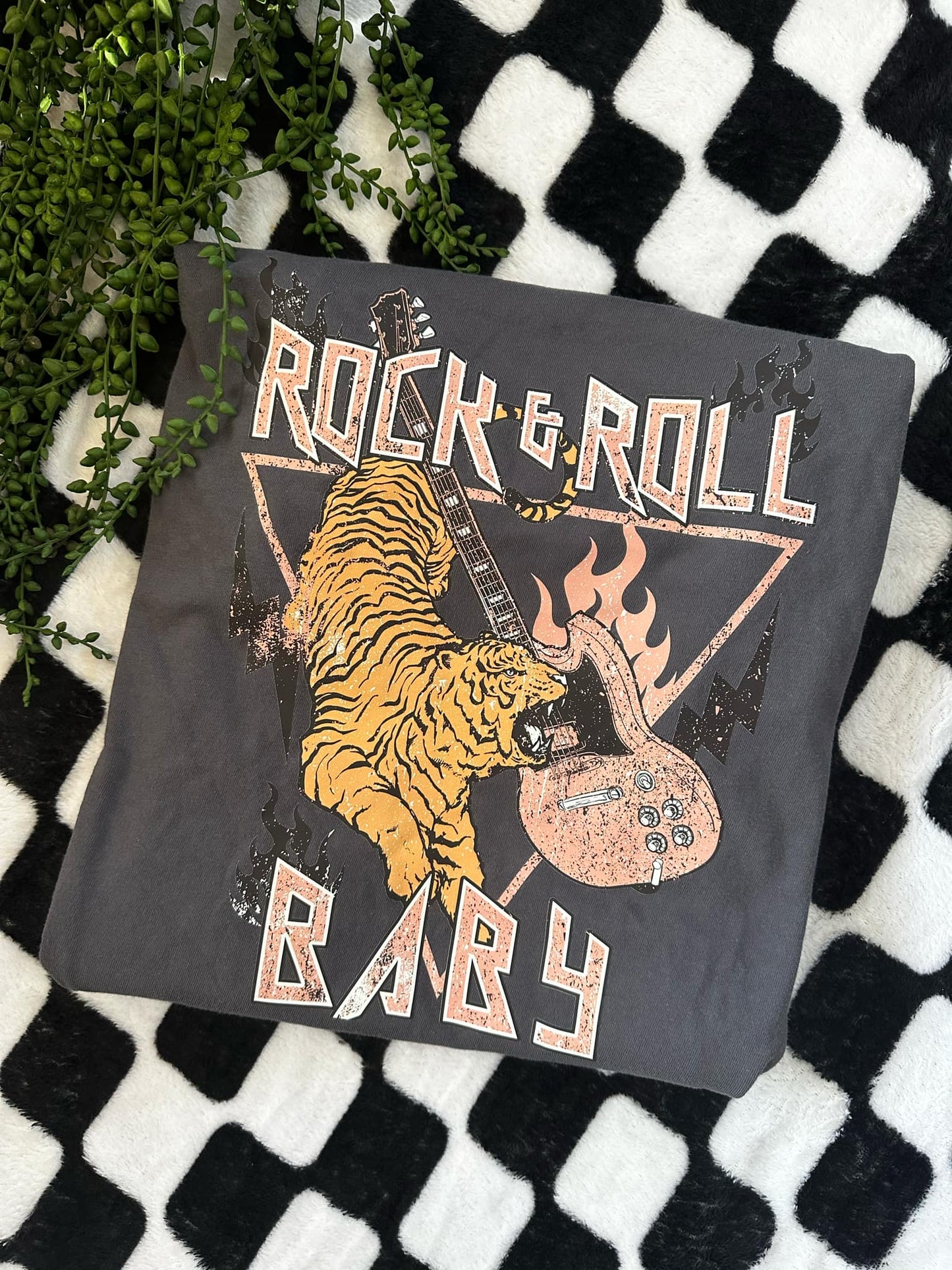 Rock & Roll Baby Graphic Tee-Evelyns Fashion