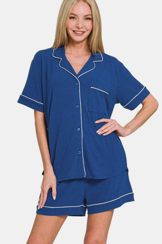 Sexy Short Sleeve Top and Shorts Lounge Set-Evelyns Fashion