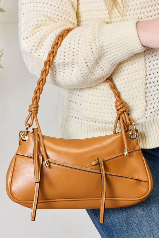 Sophistication Redefined: The Braided Strap Shoulder Bag-Evelyns Fashion