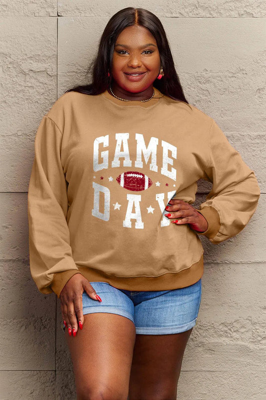 Sporty Comfort: Simply Love Full Size 'GAME DAY' Graphic Sweatshirt-Evelyn's-Fashion