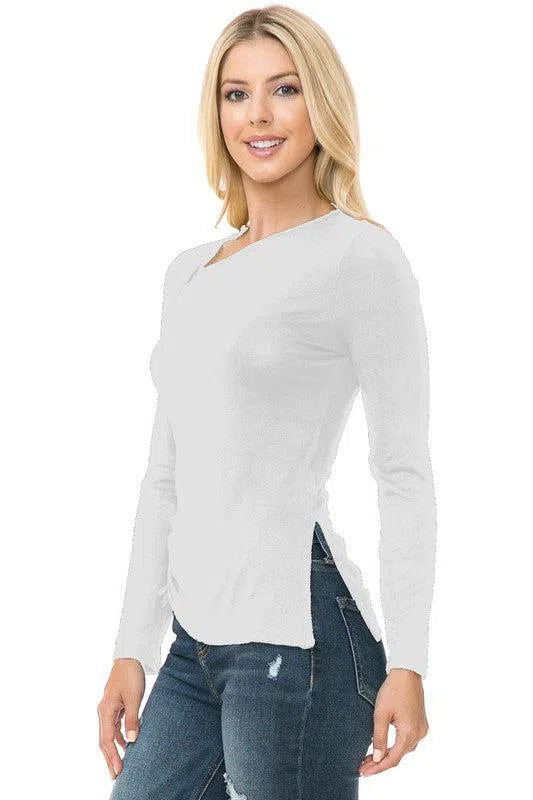 Timeless Comfort: Women's Knit Long Sleeve Top-Evelyns Fashion