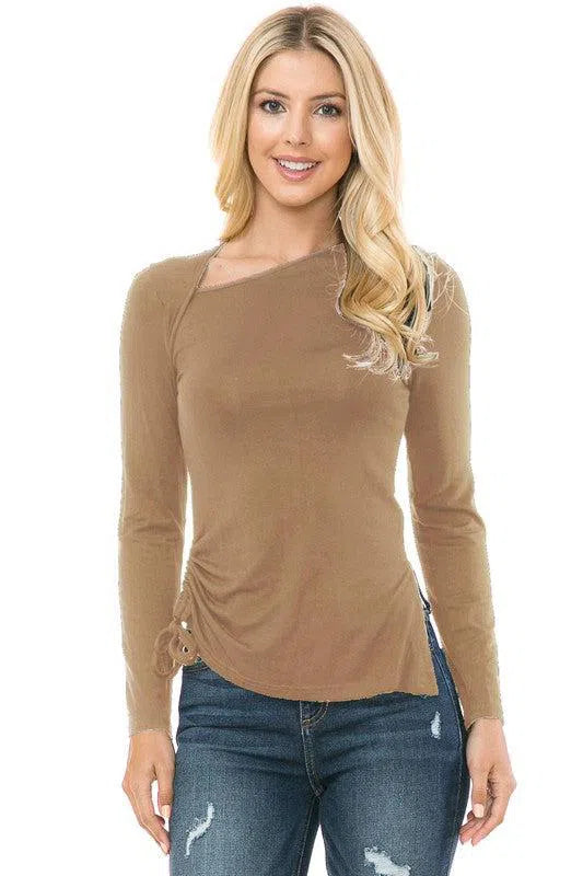 Timeless Comfort: Women's Knit Long Sleeve Top-Evelyns Fashion