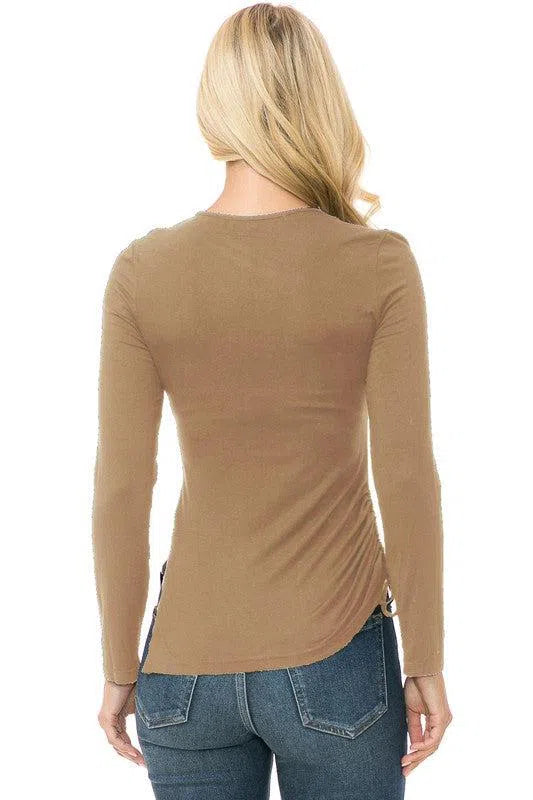 Timeless Comfort: Women's Knit Long Sleeve Top-Evelyns Fashion