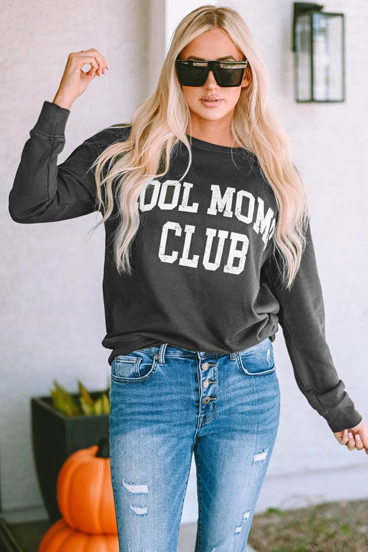 Trendy & Cozy: COOL MOM CLUB Round Neck Sweatshirt-Evelyn's-Fashion