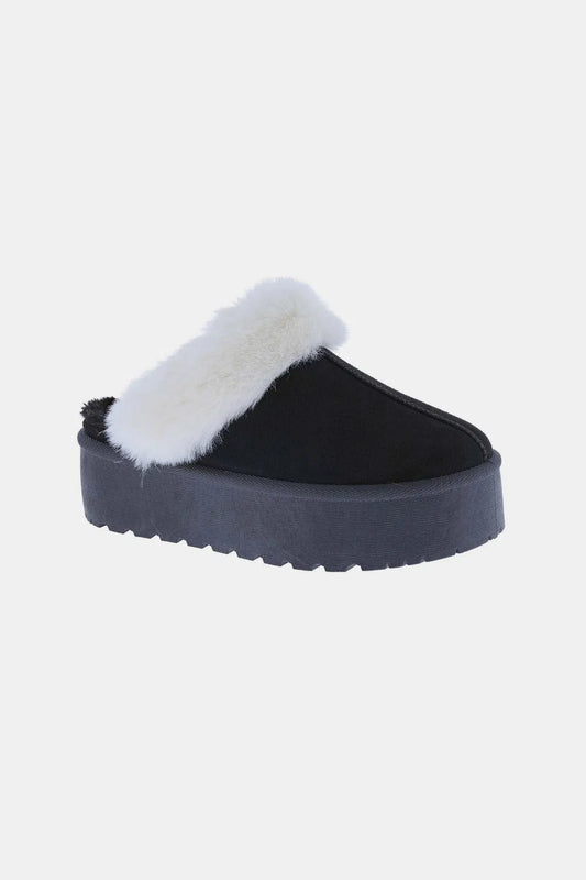 Winter Warmth: Weeboo Thick Bottom Fur Trim Snow Slippers-Evelyn's-Fashion