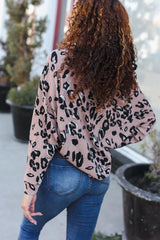 Beige Animal Print Dolman Pullover – Chic & Versatile, [Evelyns Fashion]