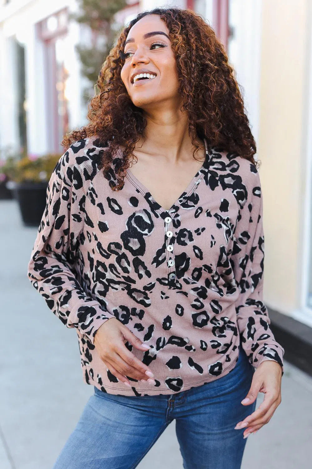 Beige Animal Print Dolman Pullover – Chic & Versatile, [Evelyns Fashion]