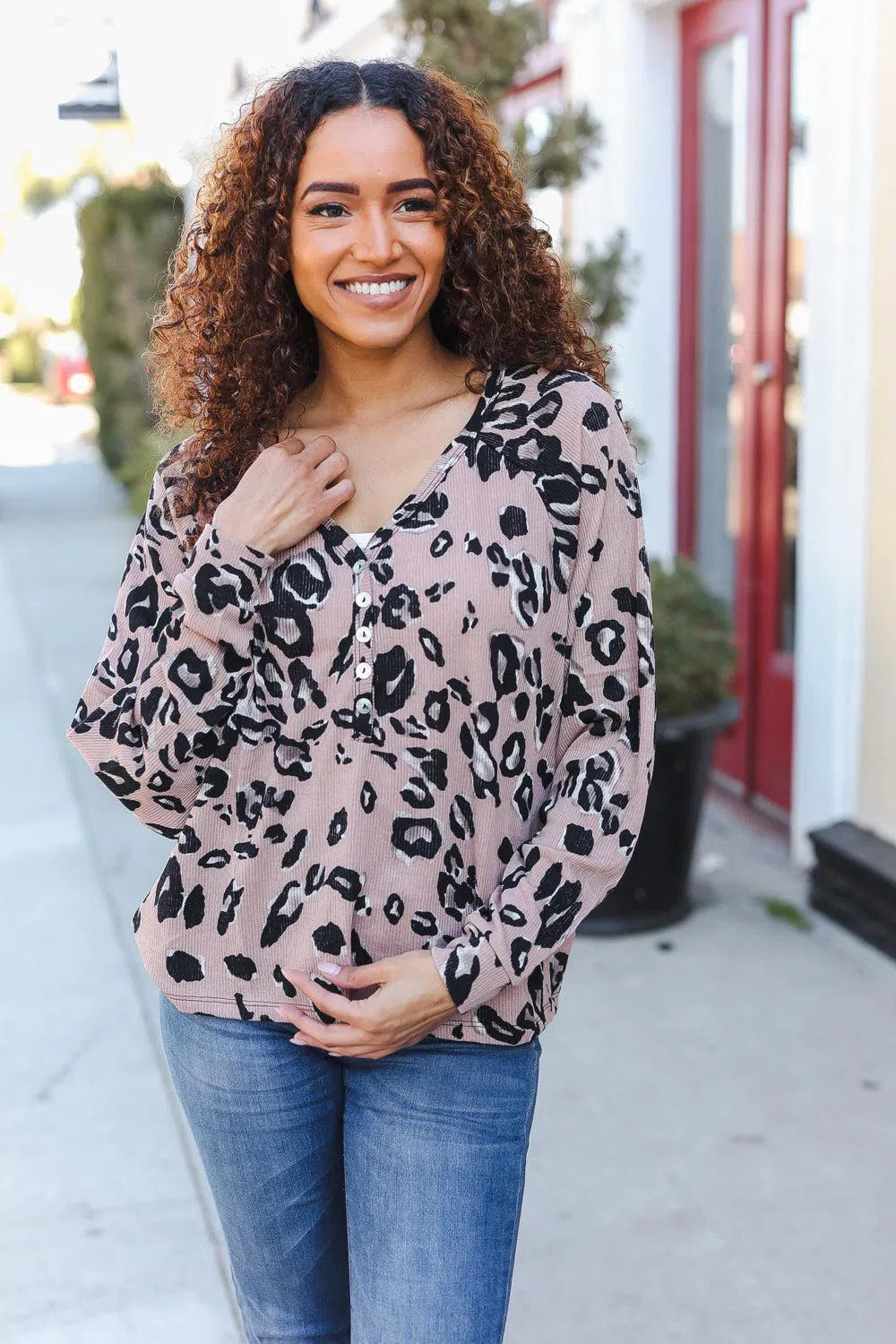 Beige Animal Print Dolman Pullover – Chic & Versatile, [Evelyns Fashion]