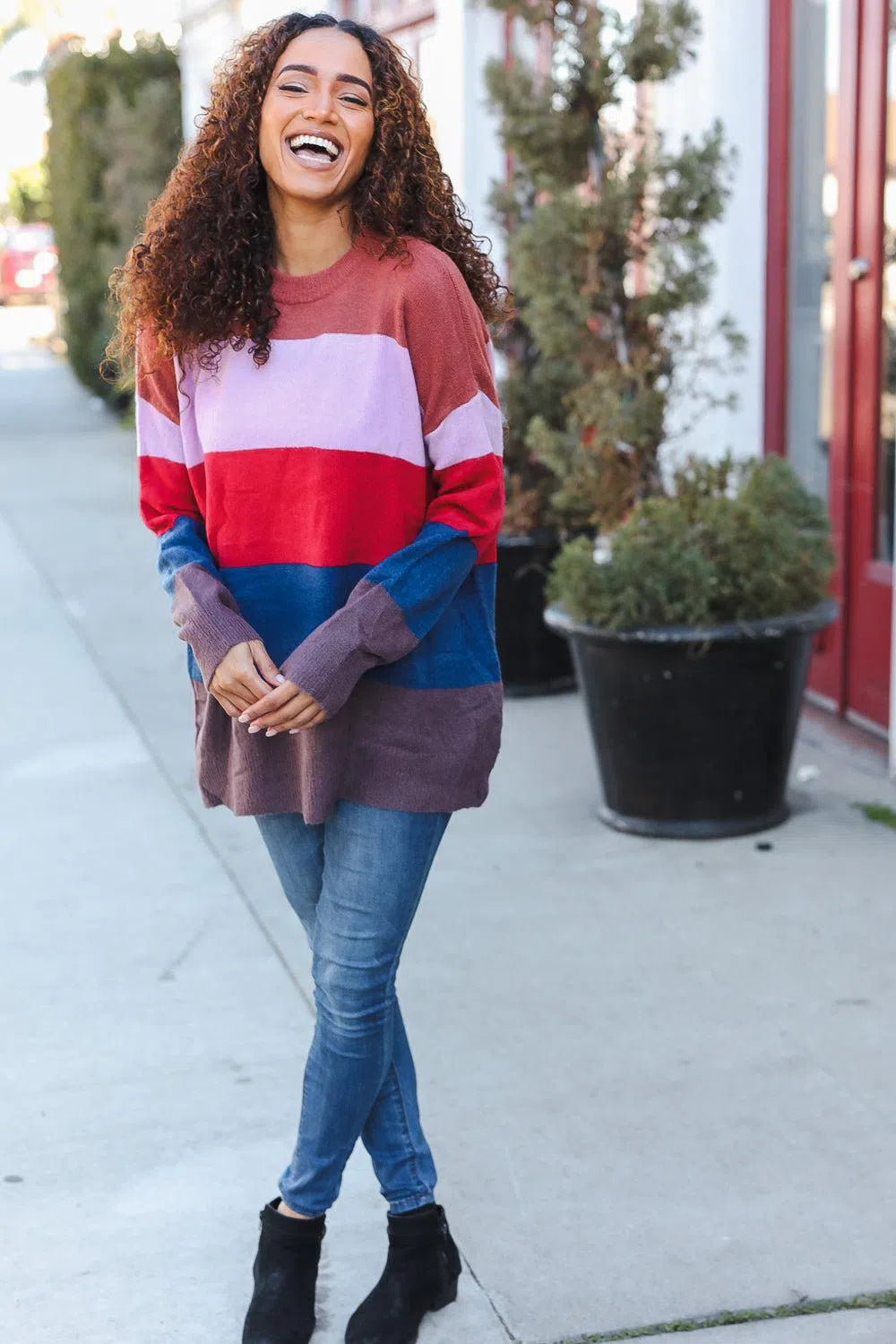 Lock Eyes Multi-Stripe Ribbed Sweater – Stylish & Versatile Knitwear, [Evelyns Fashion]