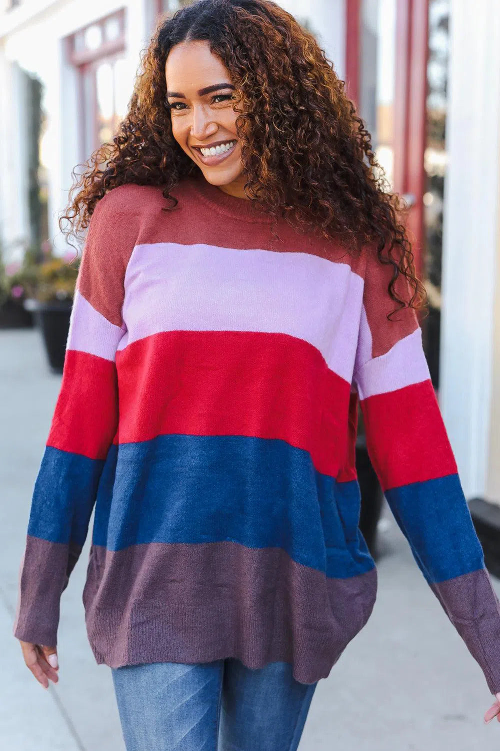 Lock Eyes Multi-Stripe Ribbed Sweater – Stylish & Versatile Knitwear, [Evelyns Fashion]