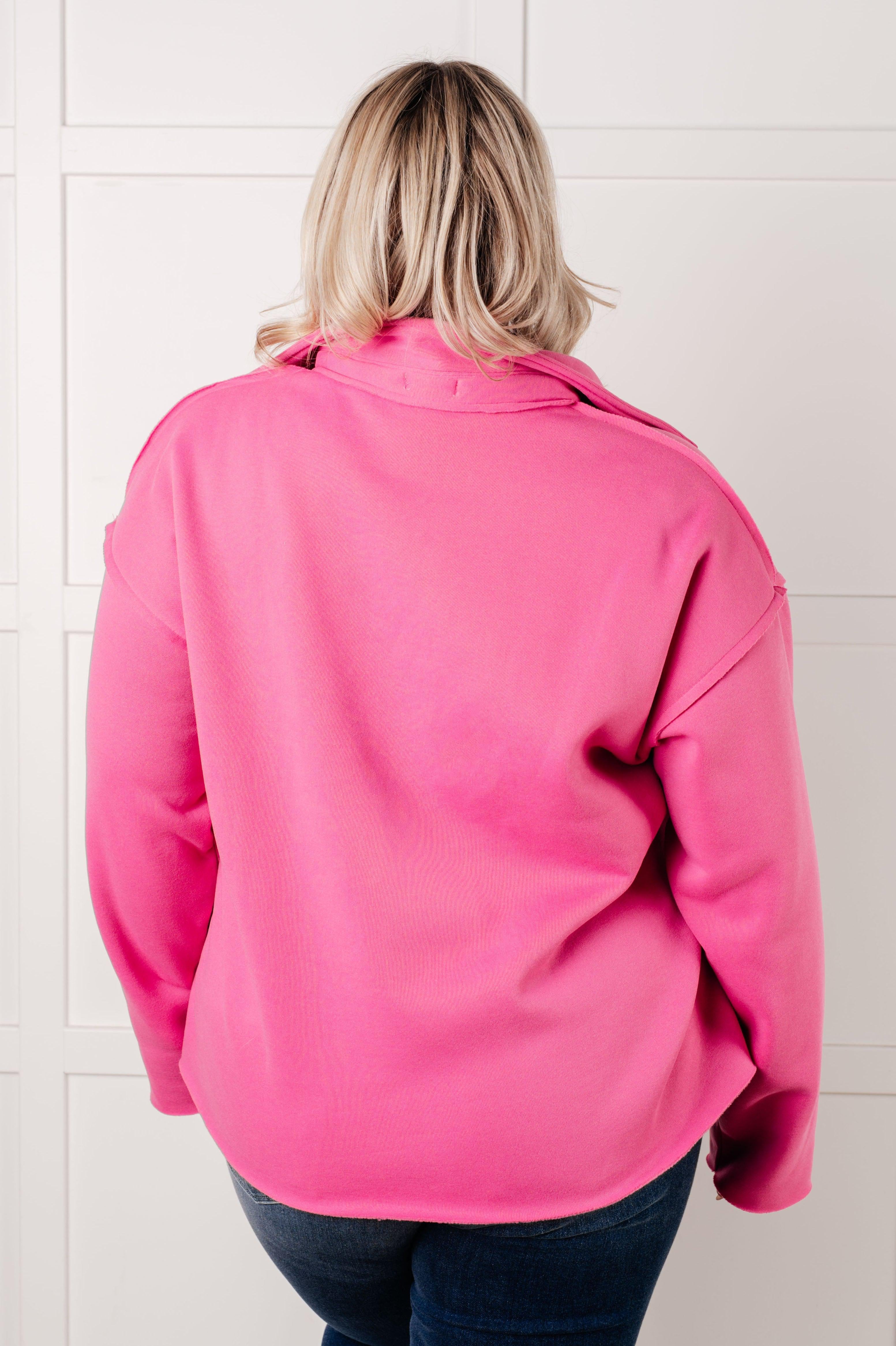 Same Ol' Situation Collared Pullover – Bold & Stylish in Hot Pink, [Evelyns Fashion]