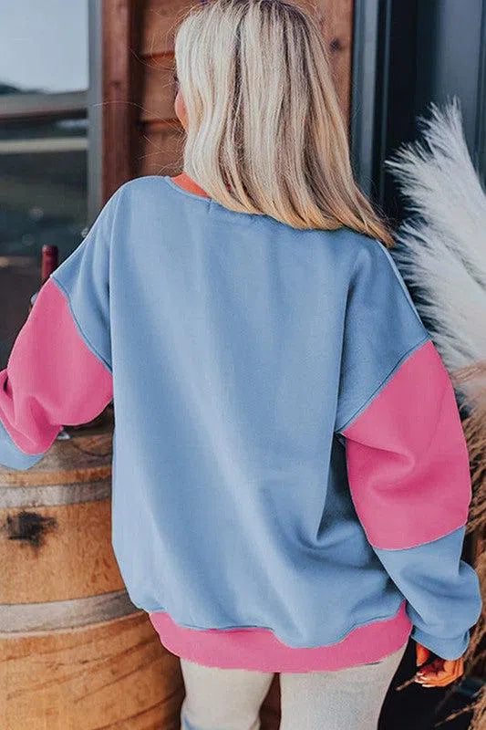 Women Colorblock Patchwork Sweatshirt – Trendy & Comfortable, [Evelyns Fashion]