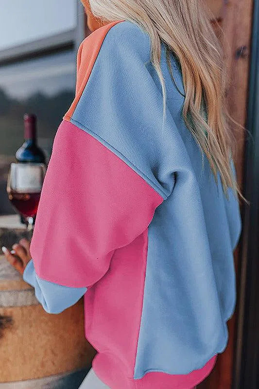 Women Colorblock Patchwork Sweatshirt – Trendy & Comfortable, [Evelyns Fashion]