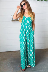 Kelly Green Wave Jumpsuit – Bold & Stylish Statement Piece, [Evelyns Fashion]