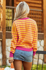 Loose Orange Stripe Sweater – Cozy & Stylish Knitwear, [Evelyns Fashion]