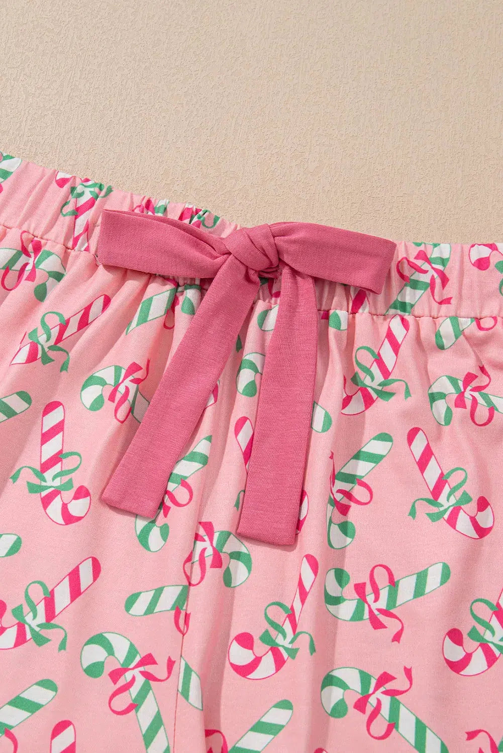 Candy Cane Collared Neck Lounge Set – Cozy & Festive Holiday Style, [Evelyns Fashion]