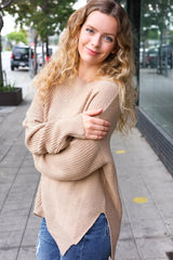 Stylish Taupe Knit Sweater – Perfect Autumn Wardrobe Staple, [Evelyns Fashion]