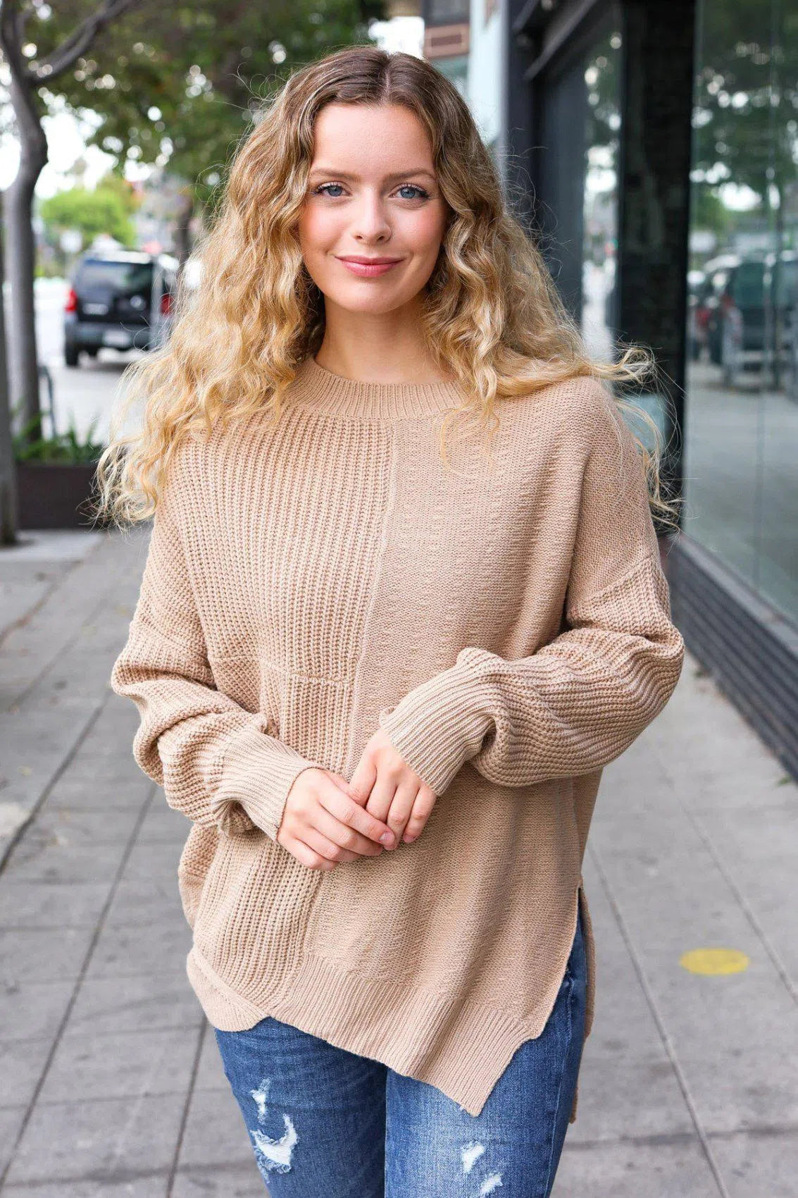 Stylish Taupe Knit Sweater – Perfect Autumn Wardrobe Staple, [Evelyns Fashion]