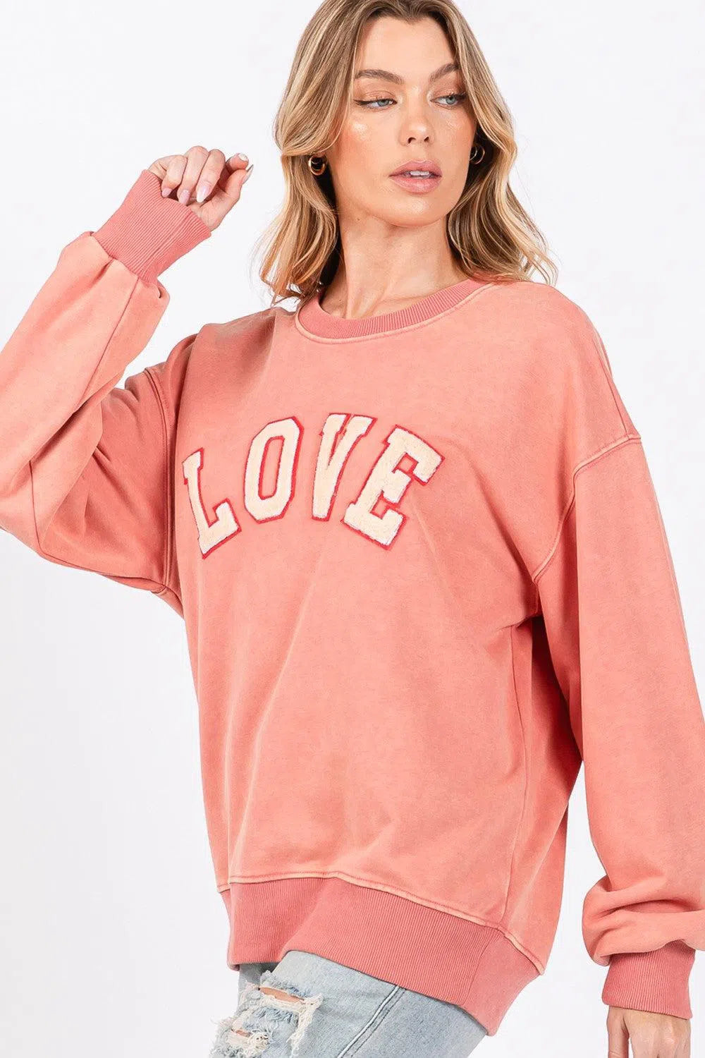 LOVE Path Applique Sweatshirt – Stylish & Comfortable, [Evelyns Fashion]