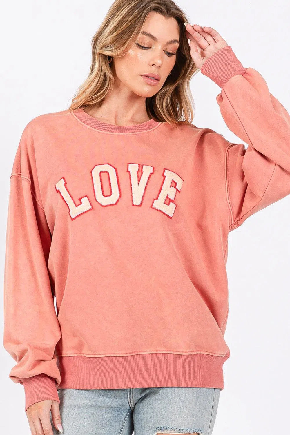 LOVE Path Applique Sweatshirt – Stylish & Comfortable, [Evelyns Fashion]