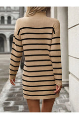 Trendy Striped Long Sleeve Mini Dress – Versatile & Stylish, [Evelyns Fashion]