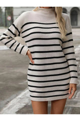 Trendy Striped Long Sleeve Mini Dress – Versatile & Stylish, [Evelyns Fashion]