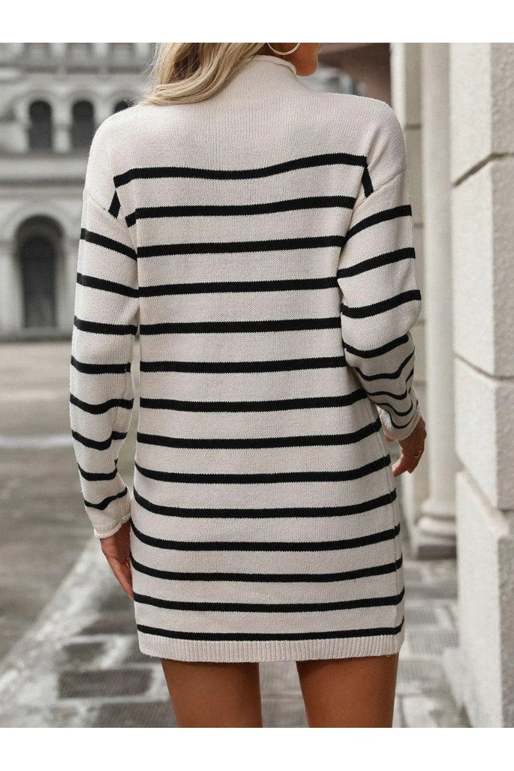 Trendy Striped Long Sleeve Mini Dress – Versatile & Stylish, [Evelyns Fashion]