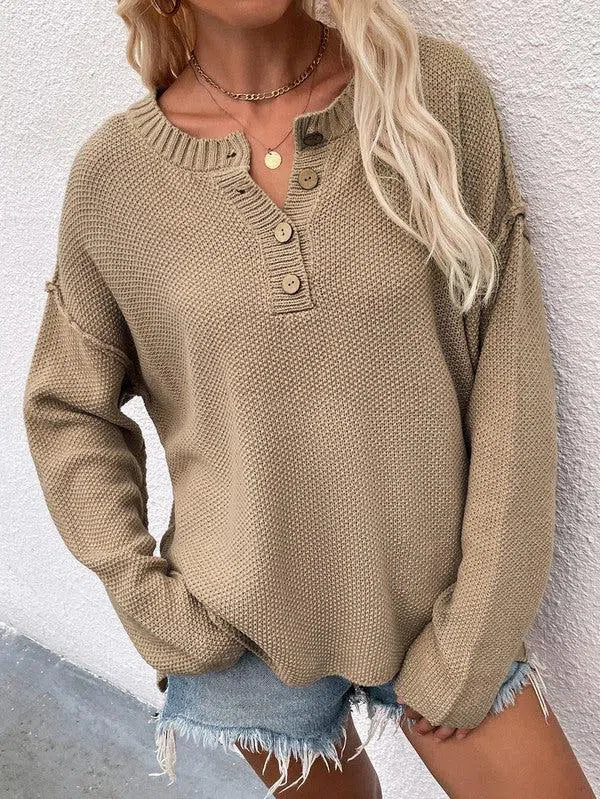 Women’s Long Sleeve Loose Fit Sweater – Comfortable & Stylish, [Evelyns Fashion]