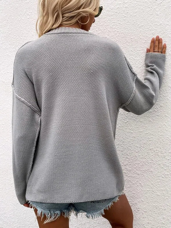 Women’s Long Sleeve Loose Fit Sweater – Comfortable & Stylish, [Evelyns Fashion]