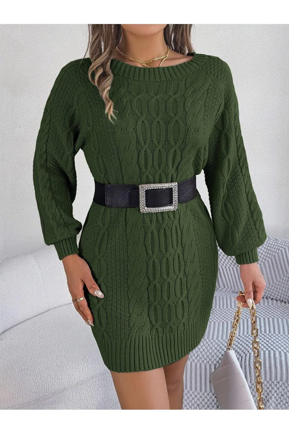 Must-Have Cable-Knit Sweater Dress – Chic & Cozy, [Evelyns Fashion]