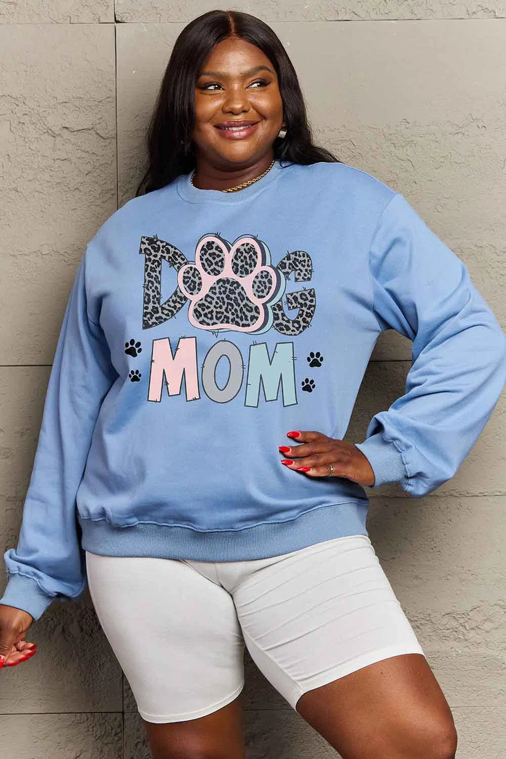 Simply Love "DOG MOM" Graphic Sweatshirt – Fun & Cozy, [Evelyns Fashion]