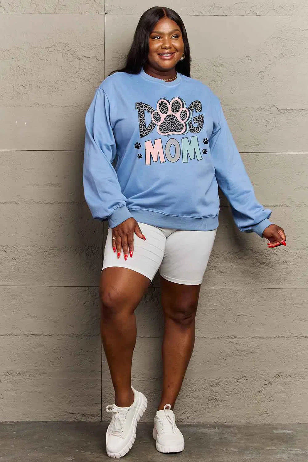 Simply Love "DOG MOM" Graphic Sweatshirt – Fun & Cozy, [Evelyns Fashion]