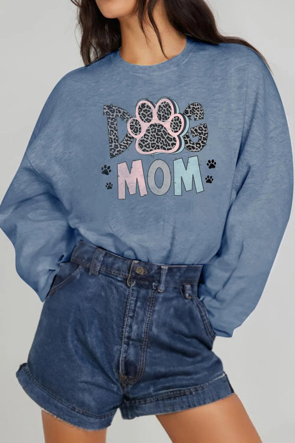 Simply Love "DOG MOM" Graphic Sweatshirt – Fun & Cozy, [Evelyns Fashion]