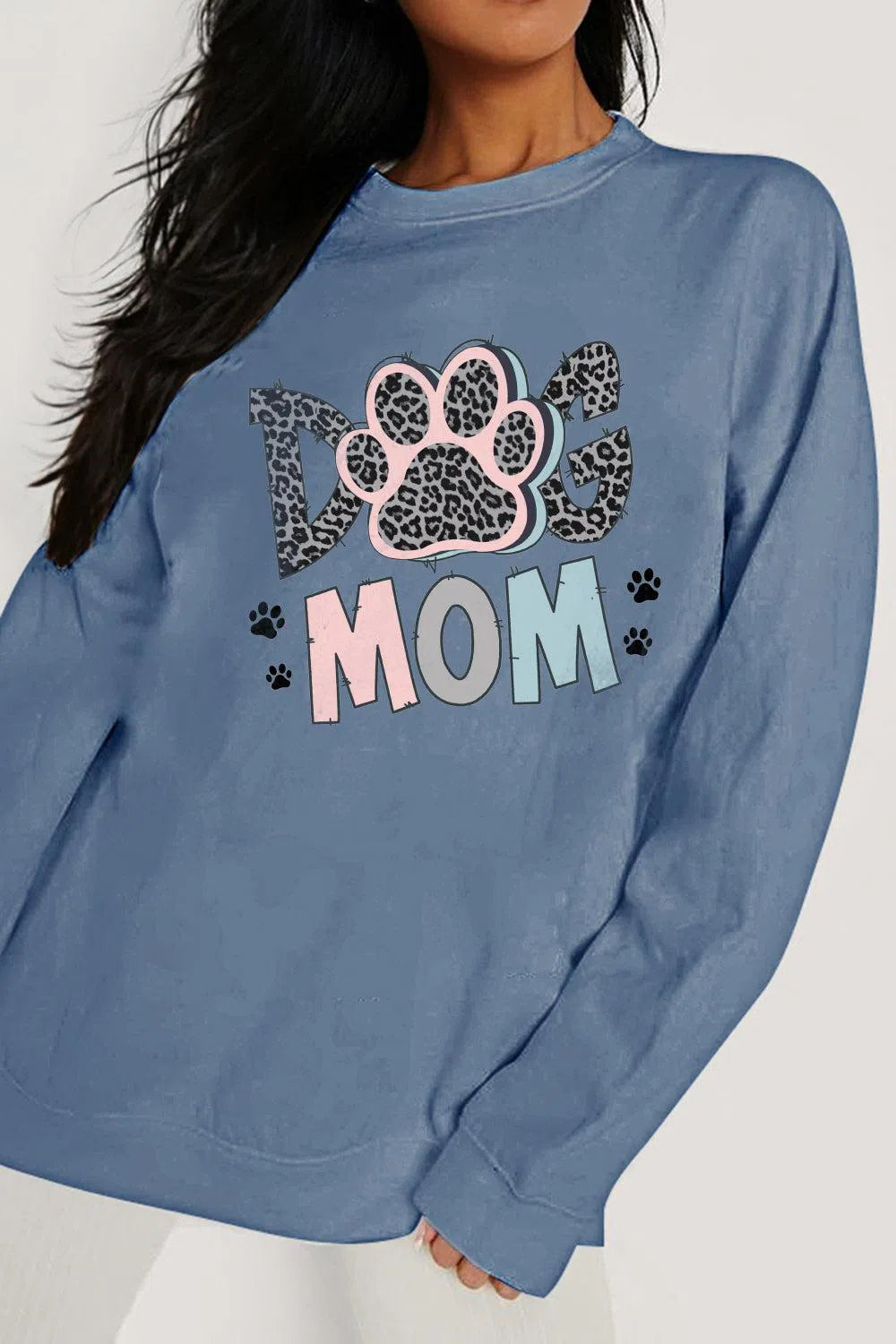 Simply Love "DOG MOM" Graphic Sweatshirt – Fun & Cozy, [Evelyns Fashion]