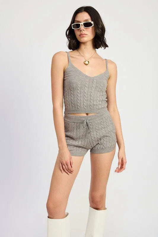 Cable Knit Shorts with Drawstring – Cozy, Chic & Ultra-Comfortable, [Evelyns Fashion]